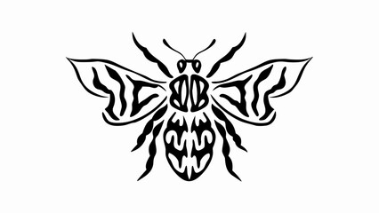 Detailed Honey Bee Illustration with Golden Wings and Fuzzy Body