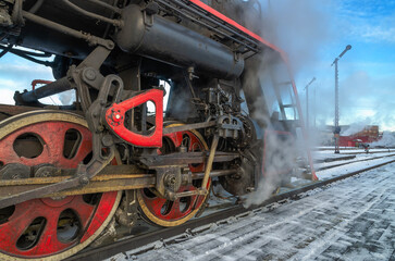 Details of an old steam locomotive