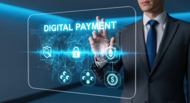 Businessman Interacting with Digital Payment Interface