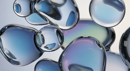 Iridescent Water Droplets: A Captivating Abstract Display of Light and Form