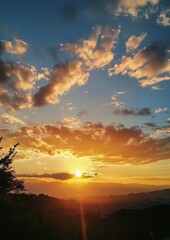 Golden sunset over a valley