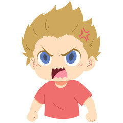 illustration of a cartoon angry boy in isolated white background
