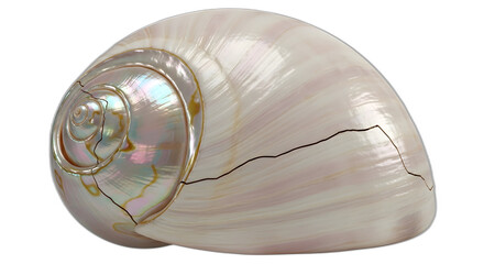 Seashells nautilus ocean sea shells marine nature beach spiral mollusk cracked texture detail close up on transparent background