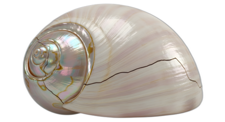 Seashells nautilus ocean sea shells marine nature beach spiral mollusk cracked texture detail close up on transparent background