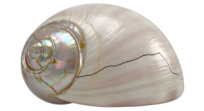 Seashells nautilus ocean sea shells marine nature beach spiral mollusk cracked texture detail close up on transparent background