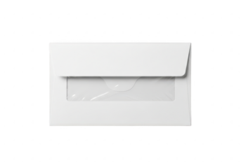 White envelope with clear window isolated on transparent background