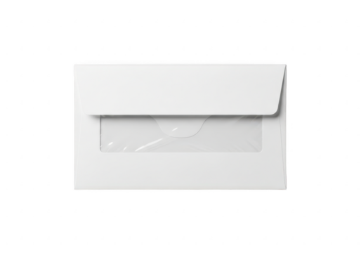 White envelope with clear window isolated on transparent background