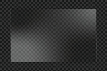 Horizontal transparent glass panel mockup with glossy reflections for modern ui banner design.
