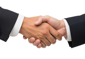 Two businessmen shaking hands isolated on transparent background