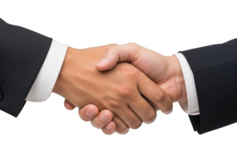 Two businessmen shaking hands isolated on transparent background