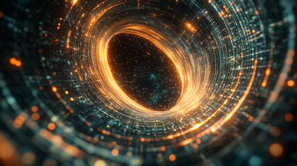 Endless flight through a neon crypto tunnel of colorful wires in space, symbolizing high-speed network connections, digital currency, futuristic cyberspace, and immersive VJ loop visuals in hyperspace