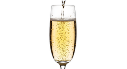Pouring champagne glass celebration drink alcohol bubbles wine cheers toast sparkling beverage luxury on transparent background