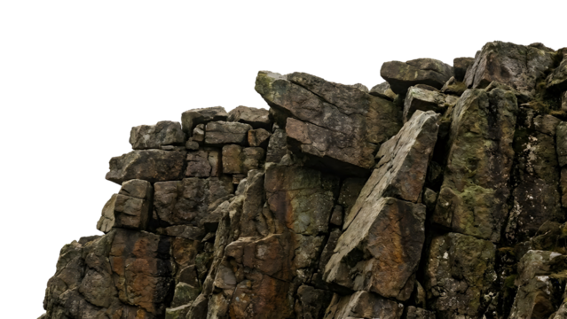 Rugged rock formation showcasing natural textures and weathered surfaces in detail.
