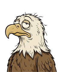 Exhausted Bald Eagle Cartoon Illustration
