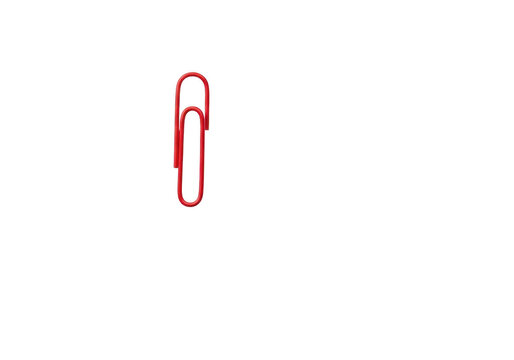 Red paperclip isolated on transparent background