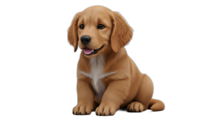 Adorable puppy dog cute pet animal canine golden retriever breed mammal friend companion looking happy on transparent background