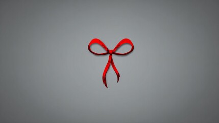 A red ribbon bow floats gracefully in the center, set against a dark, graded gray background
