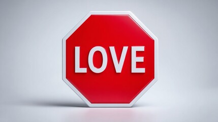 A red stop sign reading "LOVE" on a white background, suggesting a pause or end to affection