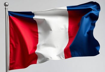 Waving national flag symbols of France and Peru featuring red, white, and blue colors in a silk texture illustration