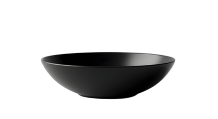 Black bowl ceramic kitchenware tableware dishware container crockery servingware isolated dark background on transparent background