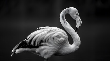 Monochrome Flamingo Portrait: Exploring Nature’s Graceful Beauty
