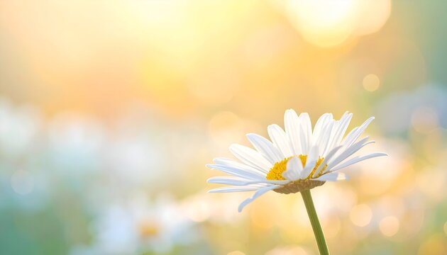 Close-up of a daisy in sunlight with a blurred, colorful background