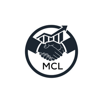 MCL Business Partnership Handshake. MCL Logo with Growth Chart  Corporate Success and Financial. MCL Collaboration Icon.
