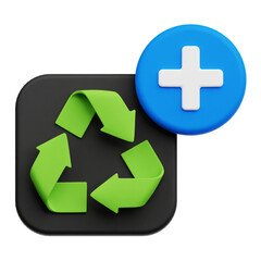 Obraz premium Add Recycle 3D Icon Isolated On The Transparent Background