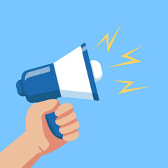Hand Holding Megaphone Announcement Vector Illustration