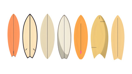ilustrasi icon surf board set