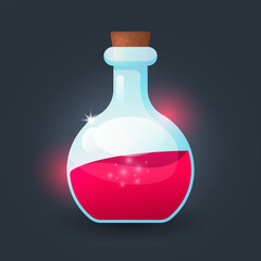 Vector Illustration Magic Potion Bottle with Red Liquid