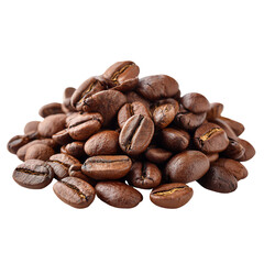 A heap of aromatic coffee beans on a white isolated background, perfect for coffee lovers and beverage enthusiasts.