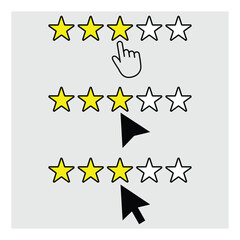 star rating icon with click symbol