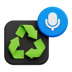 Audio Recycle 3D Icon Isolated On The Transparent Background