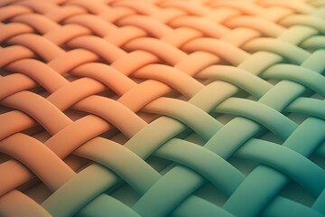 Close up of woven fabric texture with warm to cool color gradient
