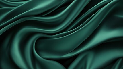 Elegant emerald green silk fabric with soft waves and folds.