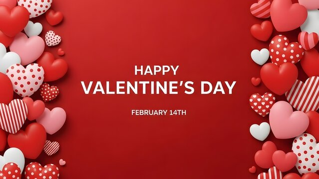 Valentine s day heart border on red background for romantic celebration