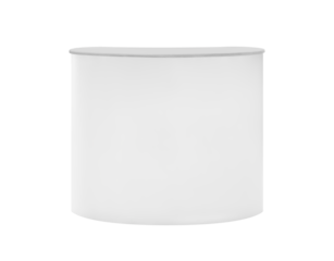 Empty White prefabricated curved counter mock up for trade show or exhibition isolated on white background