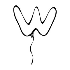 Letter W doodle vector illustration. Whimsical monogrammed for personalized custom gifts, greeting cards and new born party design element.