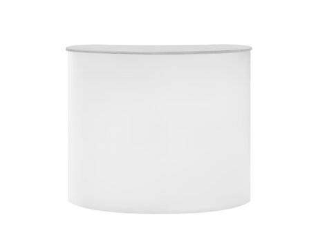 Empty White prefabricated curved counter mock up for trade show or exhibition isolated on white background