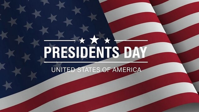 Patriotic Presidents' Day holiday banner with the American flag waving dynamically, symbolizing national pride and historical tribute in the USA. - Powered by Adobe