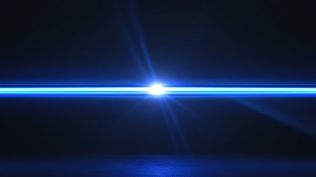 Glowing horizontal blue light line with radiant shine and beam effect, symbolizing energy, technology, futuristic design, digital illumination, motion, and high-tech modern visual concepts. - Powered by Adobe