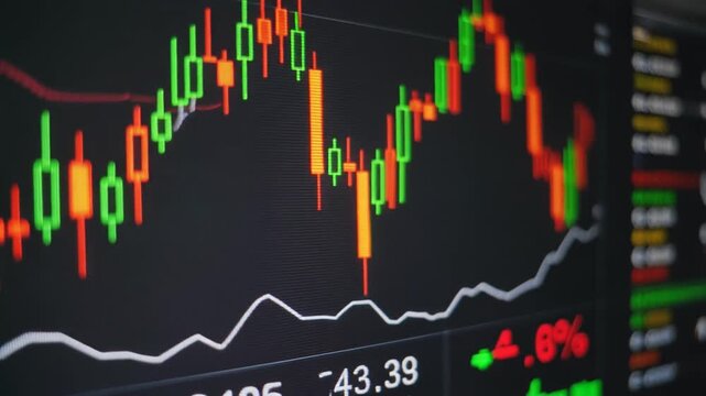 Dynamic Digital Stock Market Candlestick Chart Displaying Financial Data