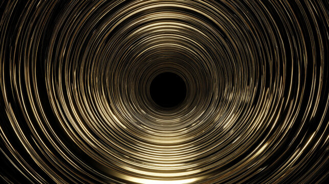 Gold circular waves forming a dynamic tunnel motion loop, symbolizing energy, futuristic design, digital visuals, motion graphics, and mesmerizing abstract patterns for video backgrounds and visual di