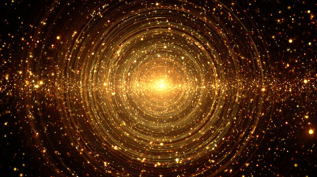 Gold circular waves forming a dynamic tunnel motion loop, symbolizing energy, futuristic design, digital visuals, motion graphics, and mesmerizing abstract patterns for video backgrounds and visual di