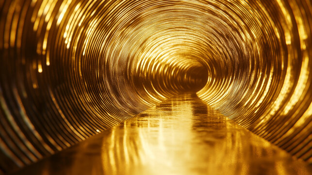Gold circular waves forming a dynamic tunnel motion loop, symbolizing energy, futuristic design, digital visuals, motion graphics, and mesmerizing abstract patterns for video backgrounds and visual di - Powered by Adobe