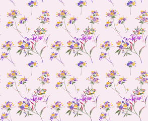 Watercolor Floral Seamless Pattern for Fabric and Wallpaper Design	
