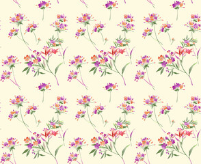 Watercolor Floral Seamless Pattern for Fabric and Wallpaper Design	
