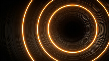 Gold circular waves forming a dynamic tunnel motion loop, symbolizing energy, futuristic design, digital visuals, motion graphics, and mesmerizing abstract patterns for video backgrounds and visual di