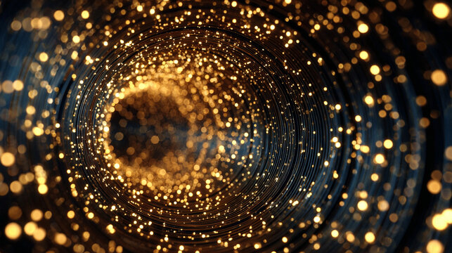Gold circular waves forming a dynamic tunnel motion loop, symbolizing energy, futuristic design, digital visuals, motion graphics, and mesmerizing abstract patterns for video backgrounds and visual di